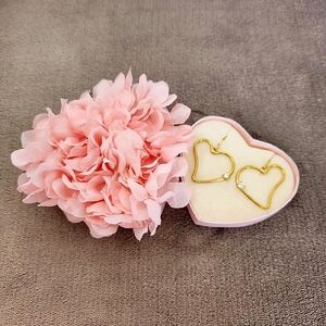 CZ Heart Cut out Heart Hoop Earrings in " Love in Bloom" Box